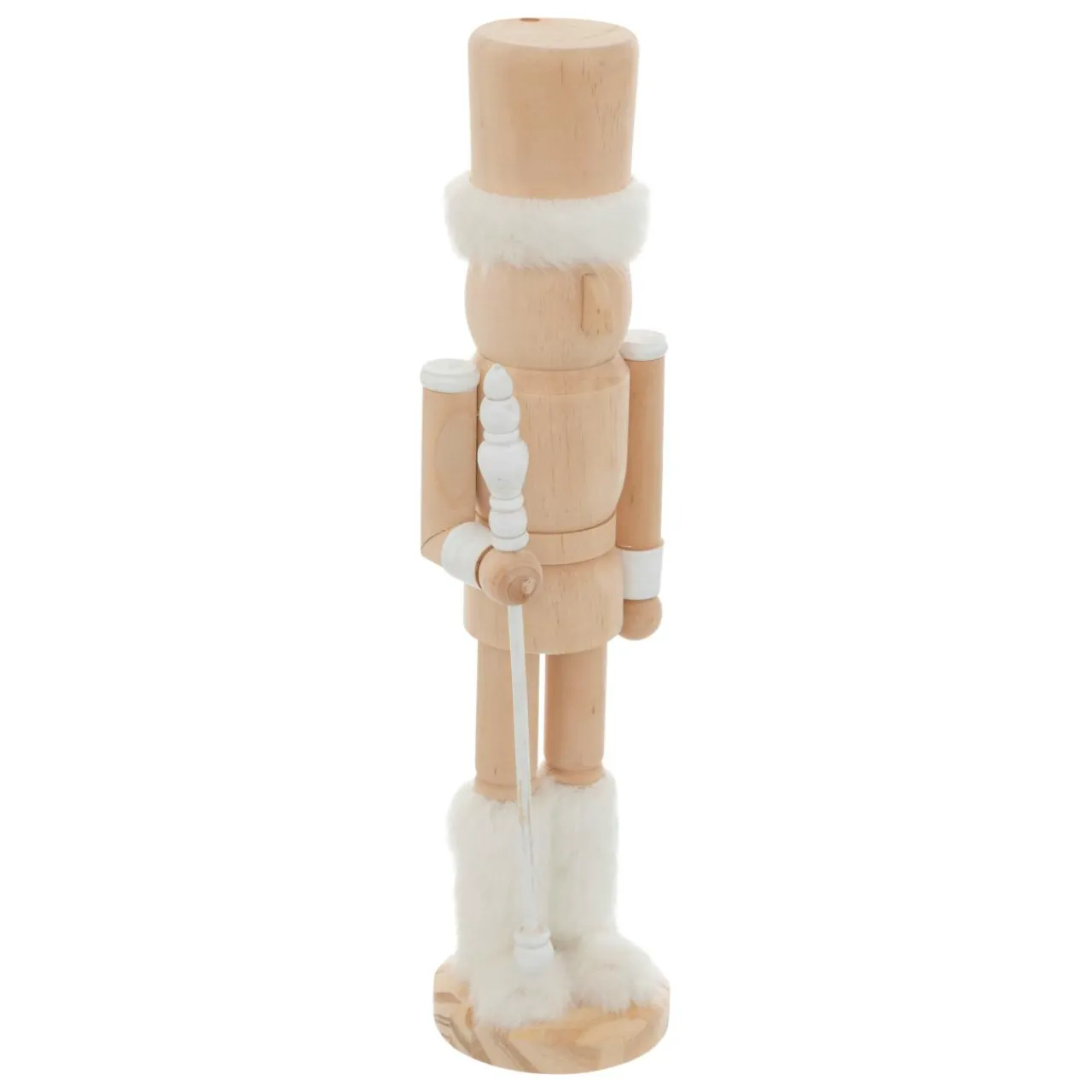 Père Noël, Animaux Et Personnage|JJA Casse-noisette en bois (H38 cm) Bottes fourrées Blanc et bois clair Naturel