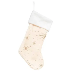 Bonnet, Chaussette Et Costume|JJA Chaussette de Noël (H45 cm) Étoiles Célestes Dorées Blanc