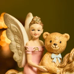 Déco Et Objet De Noël|KAEMINGK Cheval à Bascule (H20 cm) Fée et ourson de Noël Beige