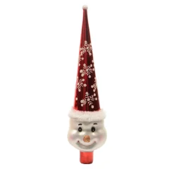 Cimier De Sapin|KAEMINGK Cimier de sapin en verre Bonhomme de neige Joyeux Rouge