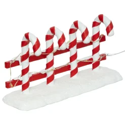 Personnage Et Accessoire Pour Village|FEERIC LIGHTS Clôture lumineuse à piles (H8,5 cm) Sucre d'orge pour aménager un village
