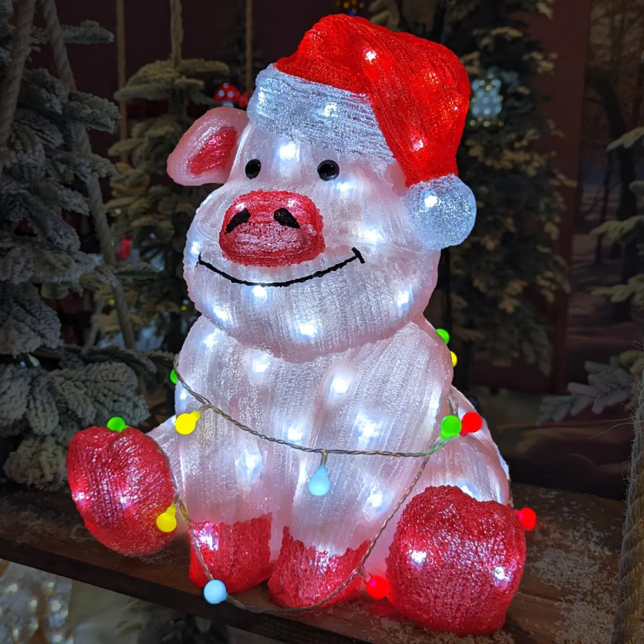 Père Noël, Animaux Et Personnage|Déco Et Objet Lumineux|EMINZA Cochon lumineux 100 LED (H41 cm) Baby Gaston Multicolore