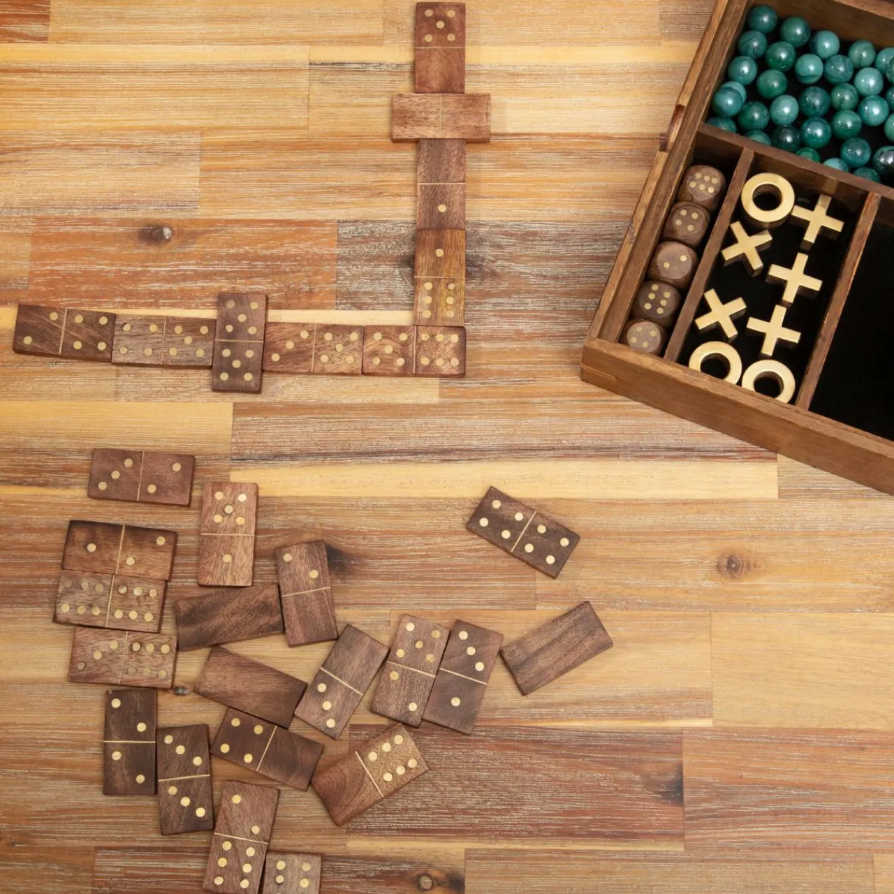 Objet Déco|ATMOSPHERA Coffret jeu solitaire en manguier Naturel Bois