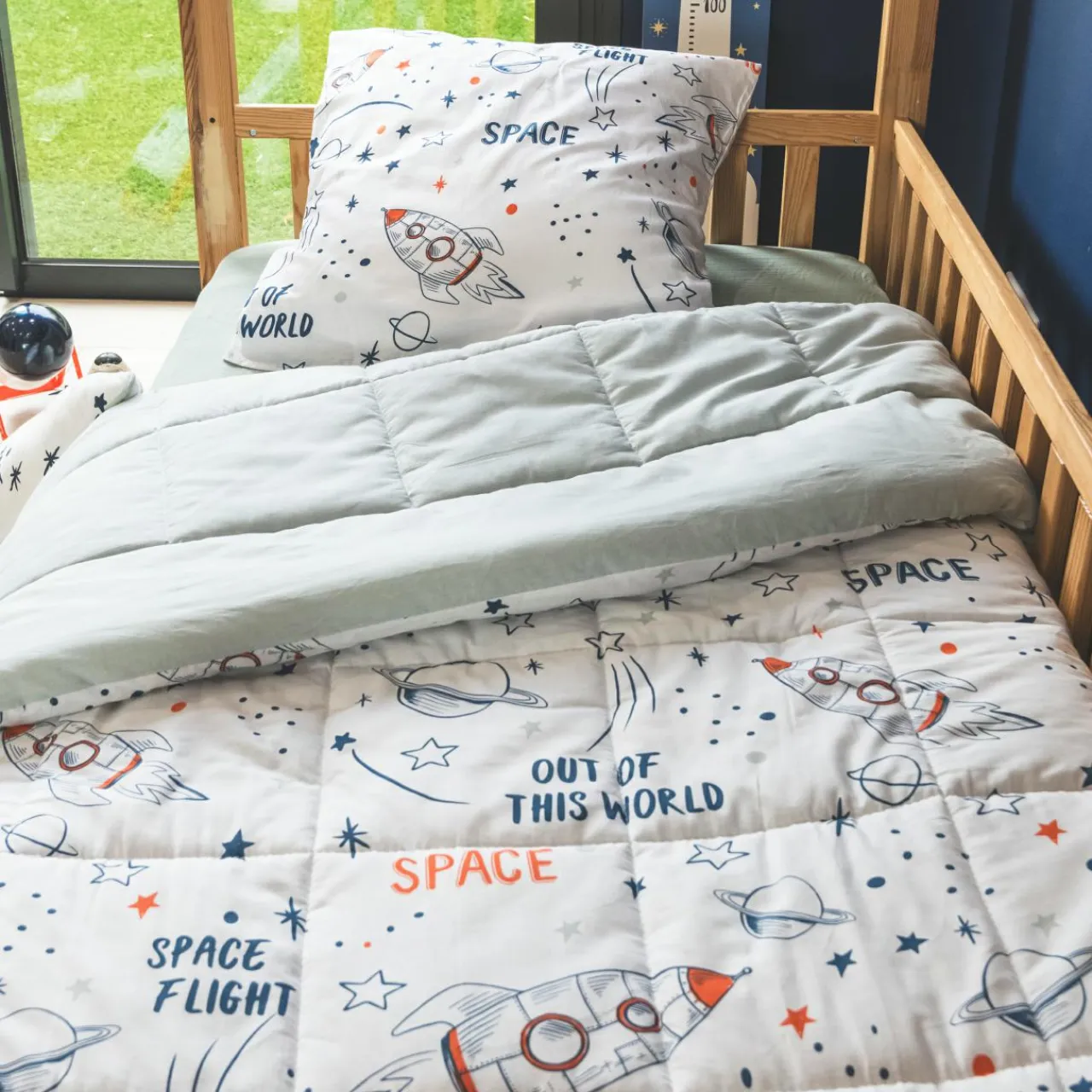 Linge De Lit Enfant|Linge De Lit Enfant|l'Effet Papillon Couette imprimée enfant coton (140 x 200 cm) Galaxie he Blanc