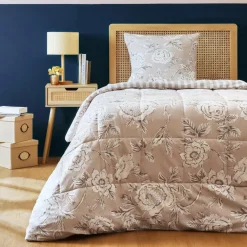 Couette, Oreiller, Traversin|EMINZA Couette imprimée et une taie d'oreiller coton (140 x 200 cm) Lara Beige