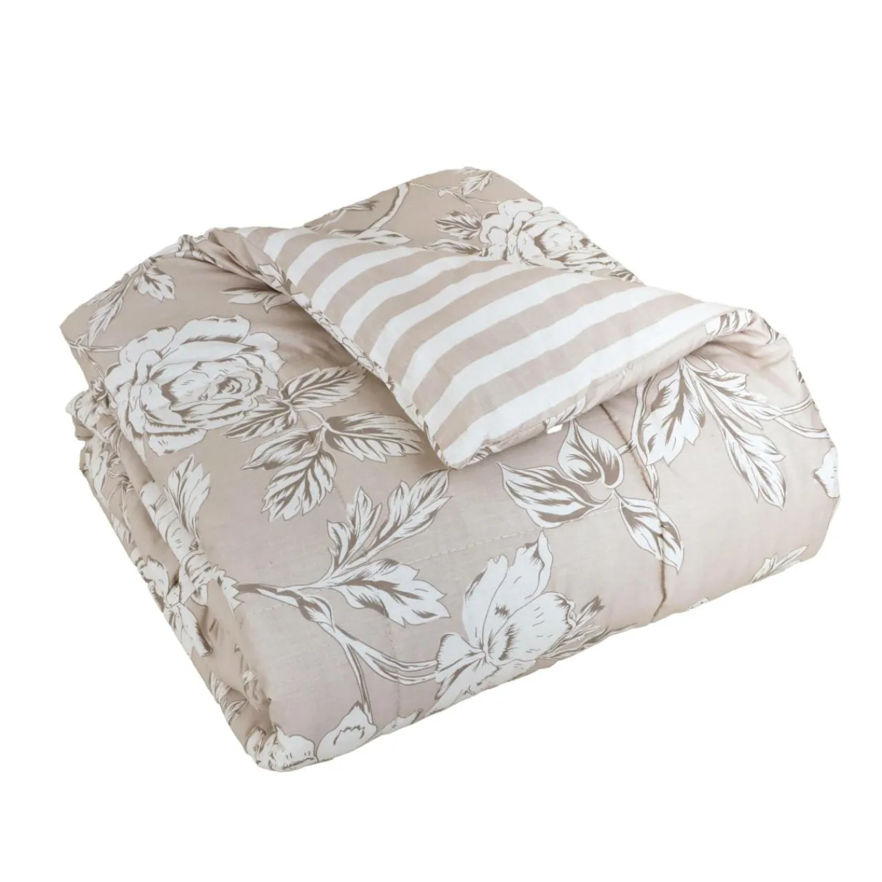 Couette, Oreiller, Traversin|EMINZA Couette imprimée et une taie d'oreiller coton (140 x 200 cm) Lara Beige