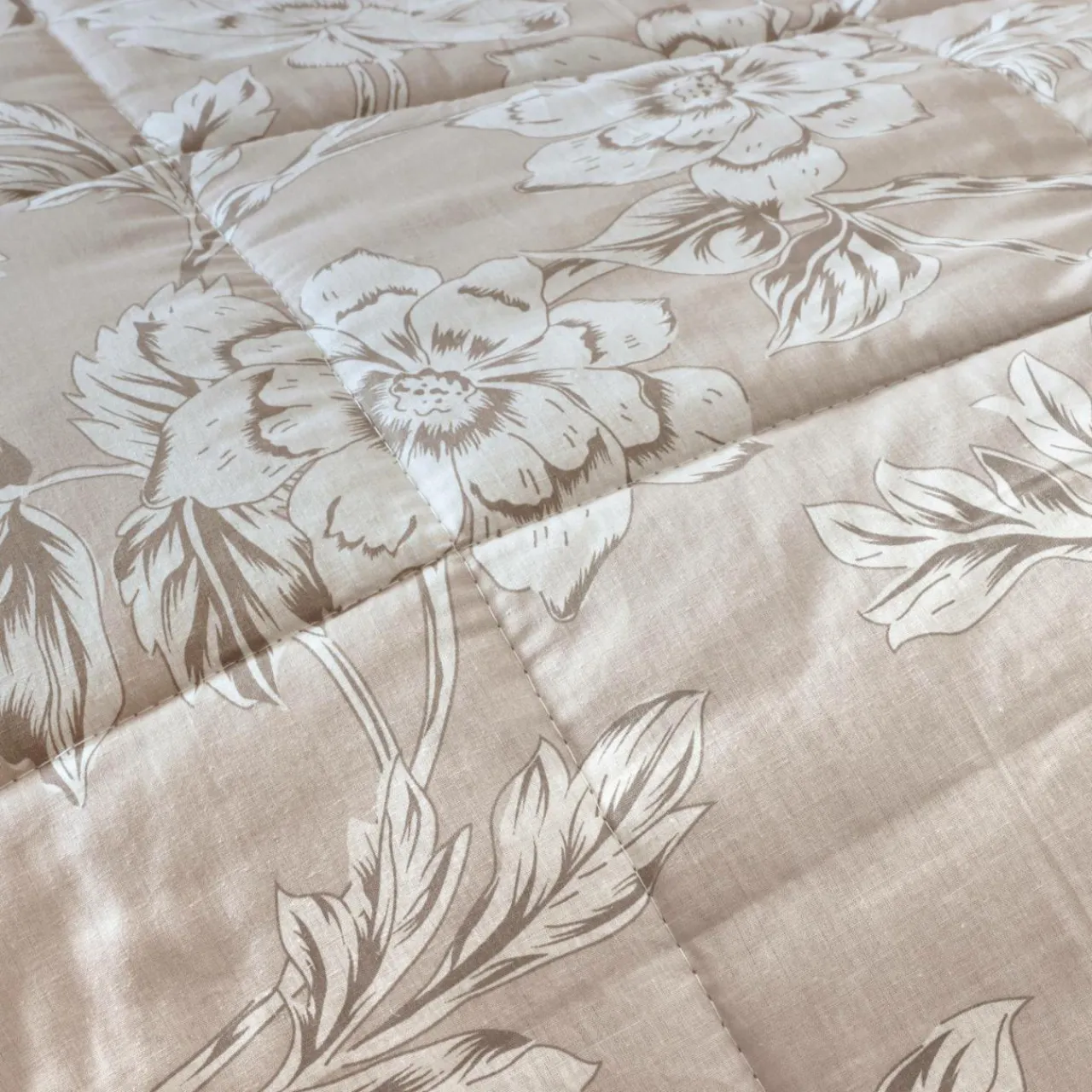 Couette, Oreiller, Traversin|EMINZA Couette imprimée et une taie d'oreiller coton (140 x 200 cm) Lara Beige