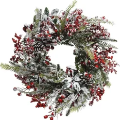 Couronne De Noël|KAEMINGK Couronne de Noël Baies (D40 cm) givrée Rouge