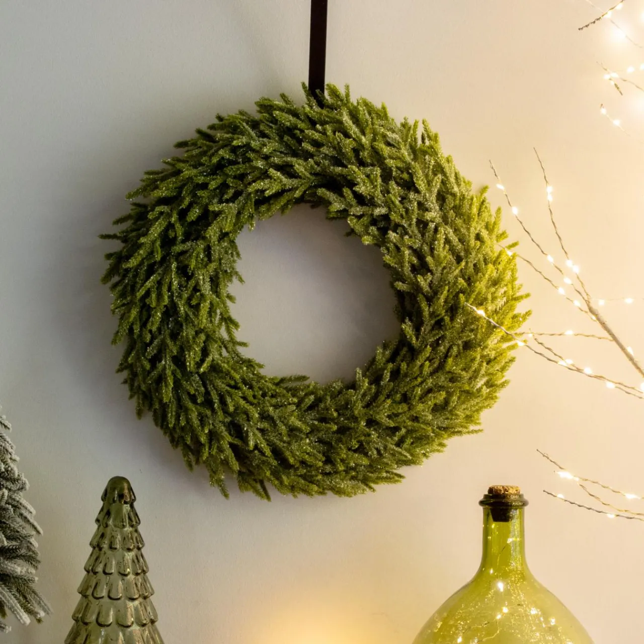 Couronne De Noël|KAEMINGK Couronne de Noël (D42 cm) Branches de sapin pailleté Sapin vert