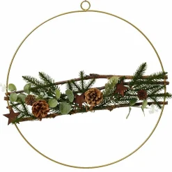 Couronne De Noël|KAEMINGK Couronne de Noël (D40 cm) Nature festive dorée Vert