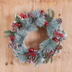 Couronne De Noël|Feeric Lights & Christmas Couronne de Noël (D32 cm) Nature festive Rouge