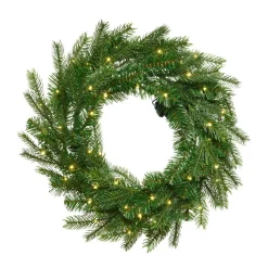 Couronne De Noël|EMINZA Couronne de Noël lumineuse (D50 cm) Glorious Vert et blanc chaud Sapin vert lumineux