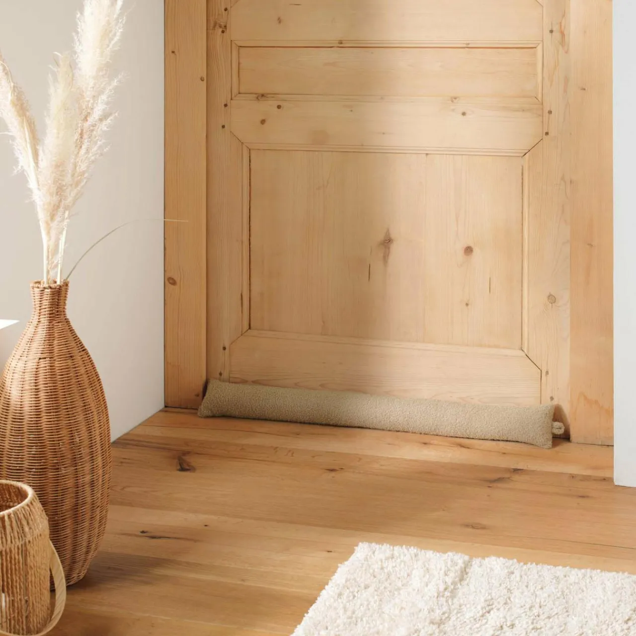 Coussin Bas, Bloc Porte|douceur d'intu017drieur Coussin bas de porte bouclette (80 x 10 cm) Wooly Beige