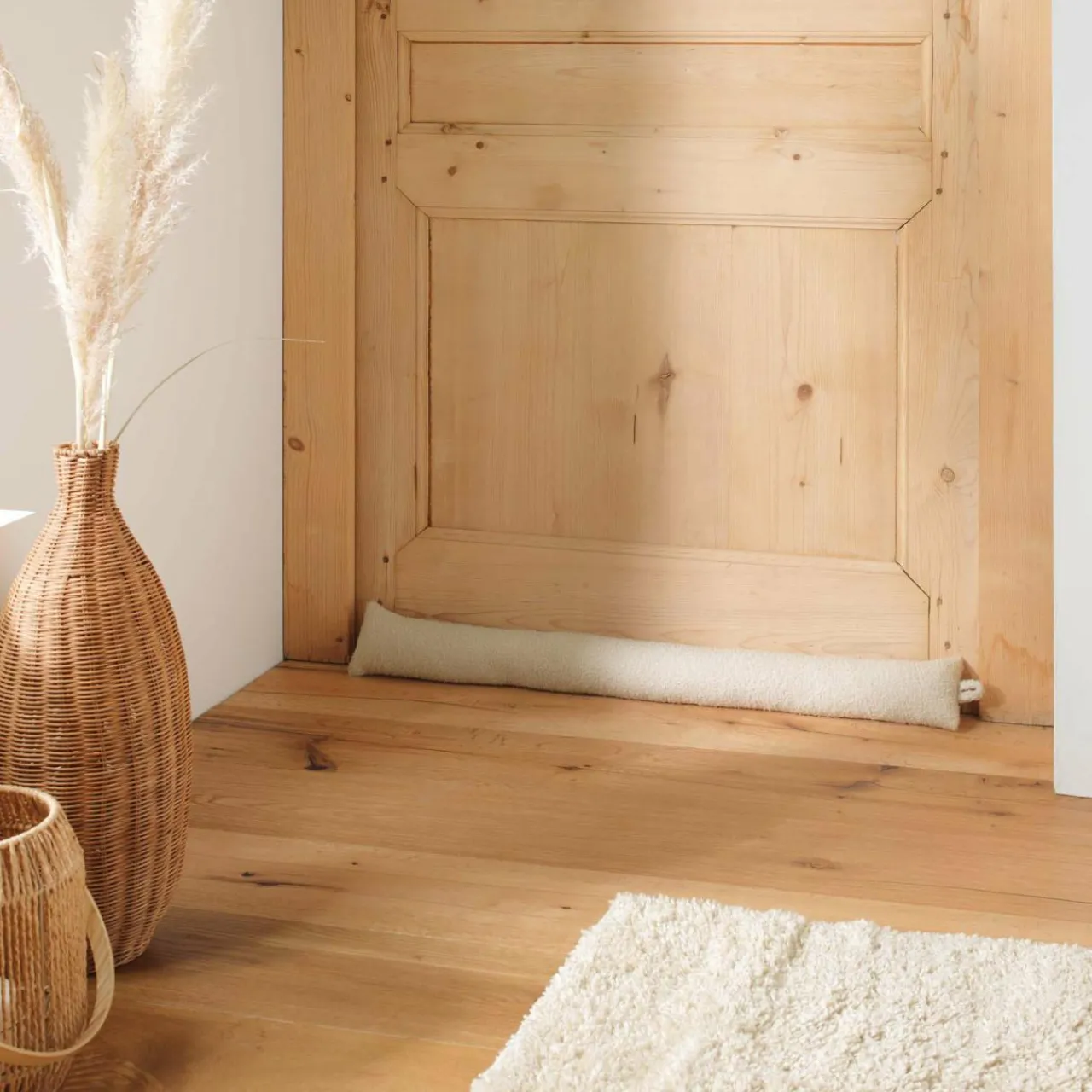 Coussin Bas, Bloc Porte|douceur d'intu017drieur Coussin bas de porte bouclette (80 x 10 cm) Wooly Ecru