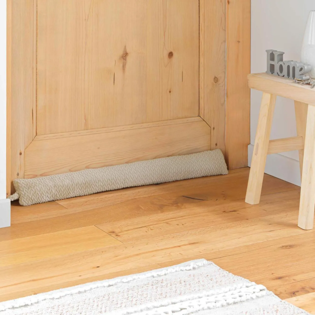 Coussin Bas, Bloc Porte|douceur d'intu017drieur Coussin bas de porte flanelle (80 x 10 cm) Flanela Beige