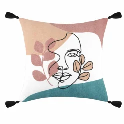 Coussin Et Housse|LOVELY CASA Coussin carré (40 cm) Esquisse Multicolore