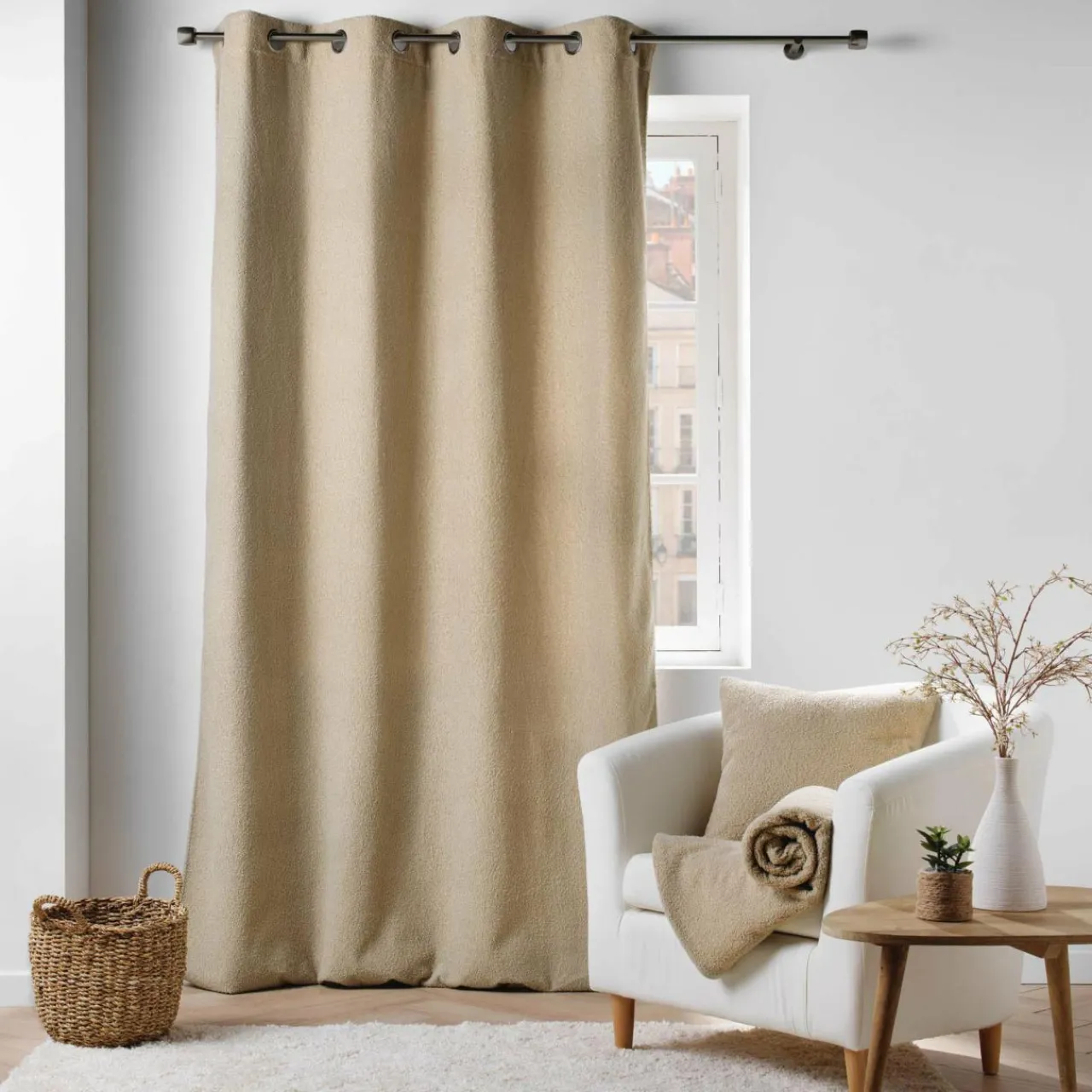 Coussin Et Housse|douceur d'intu017drieur Coussin carré bouclette (45 cm) Wooly Beige