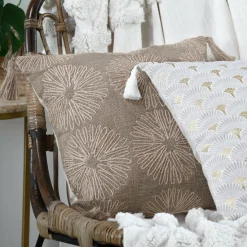 Coussin Et Housse|LOVELY CASA Coussin carré coton (40 cm) Sultan Marron