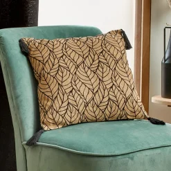 Coussin Et Housse|EMINZA Coussin carré coton et jute (40 x 40 cm) Nama Noir