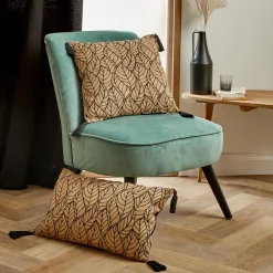 Coussin Et Housse|EMINZA Coussin carré coton et jute (40 x 40 cm) Nama Noir