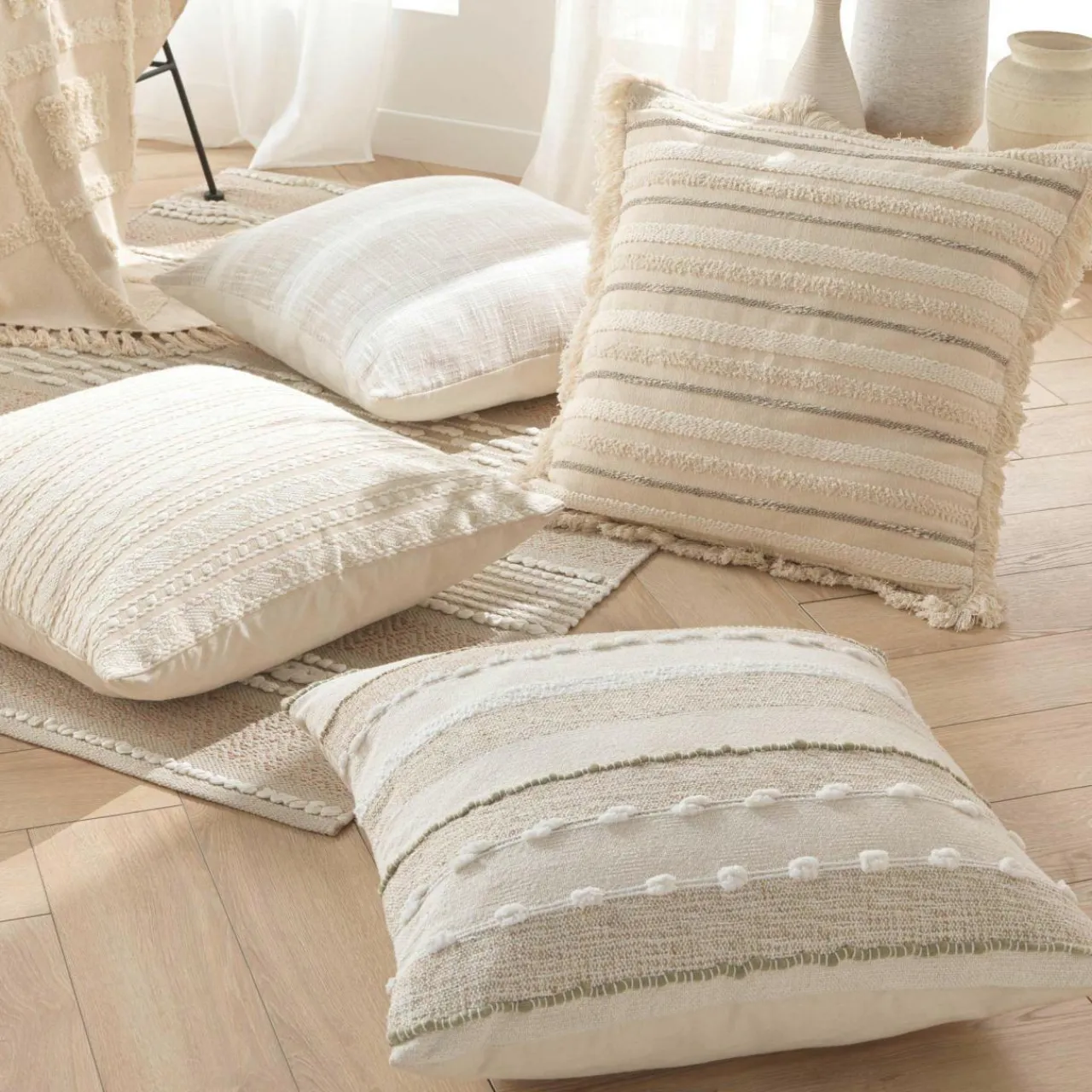Coussin Et Housse|douceur d'intu017drieur Coussin carré coton tissé (60 x 60 cm) Santos Beige