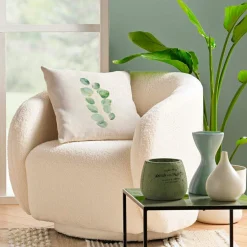 Coussin Et Housse|douceur d'intu017drieur Coussin carré effet lin (45 x 45 cm) Eucalys Vert