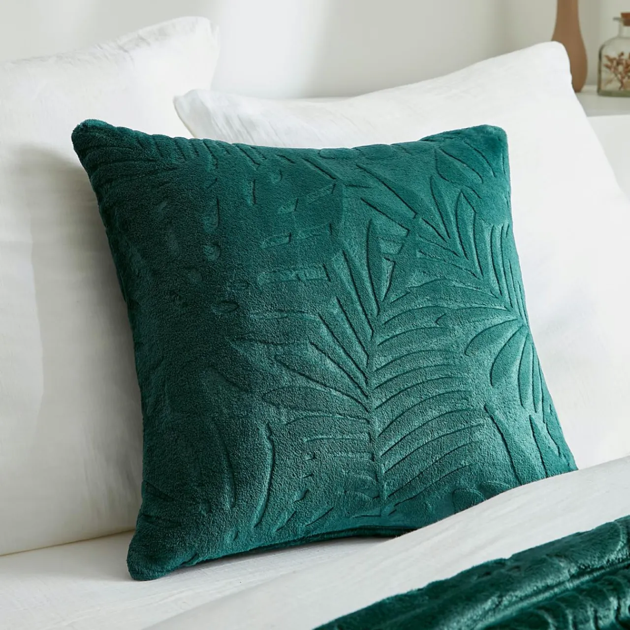Coussin Et Housse|EMINZA Coussin carré flanelle (45 x 45 cm) Flore Vert