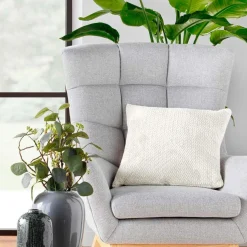 Coussin Et Housse|douceur d'intu017drieur Coussin carré flanelle relief (45 x 45 cm) Flanela Écru Ecru