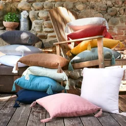 Coussin Et Housse|EMINZA Coussin carré gaze de coton (40 x 40 cm) Gaïa Vert sapin