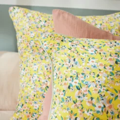 Coussin Et Housse|EMINZA Coussin carré gaze de coton (45 x 45 cm) Abigaël Jaune