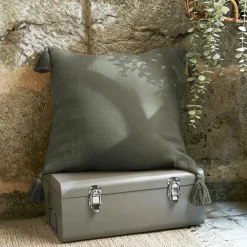 Coussin Et Housse|EMINZA Coussin carré gaze de coton (40 x 40 cm) Gaïa Vert romarin