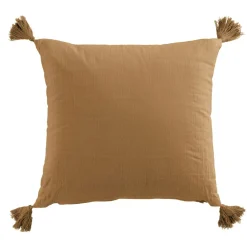 Coussin Et Housse|EMINZA Coussin carré gaze de coton (40 x 40 cm) Gaïa Camel