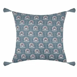 Coussin Et Housse|LOVELY CASA Coussin carré gaze de coton (40 cm) Sunda indigo Bleu
