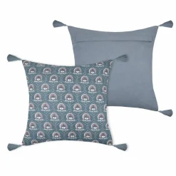 Coussin Et Housse|LOVELY CASA Coussin carré gaze de coton (40 cm) Sunda indigo Bleu