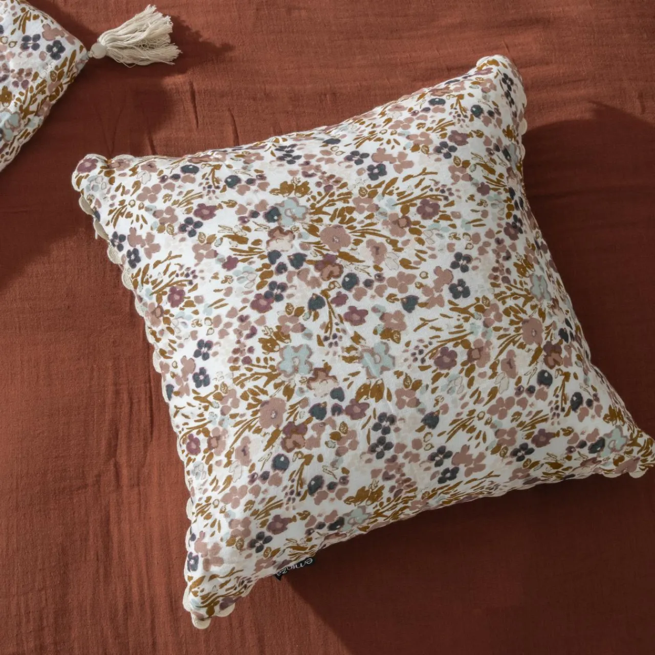 Coussin Et Housse|EMINZA Coussin carré gaze de coton (40 x 40 cm) Constance pampa Beige