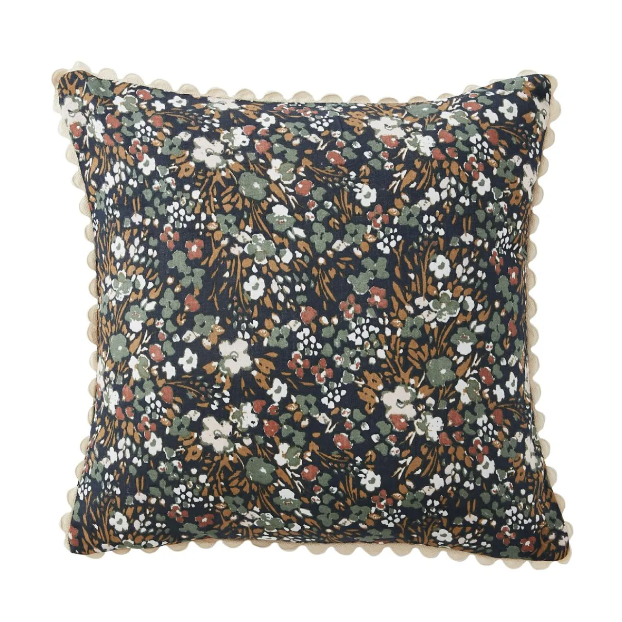 Coussin Et Housse|EMINZA Coussin carré gaze de coton (40 x 40 cm) Constance Bleu nuit