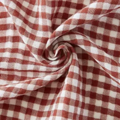 Coussin Et Housse|EMINZA Coussin carré gaze de coton (45 x 45 cm) Gaïa vichy Terracotta