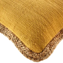 Coussin Et Housse|DOUCEUR D'INTERIEUR Coussin carré jute et coton (45 x 45 cm) Akina Jaune ocre
