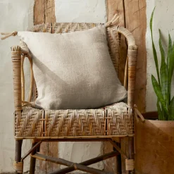 Coussin Et Housse|EMINZA Coussin carré lin lavé (45 cm) Louise Beige