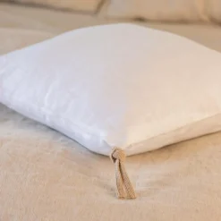 Coussin Et Housse|EMINZA Coussin carré lin lavé (45 cm) Louise Blanc