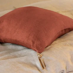 Coussin Et Housse|EMINZA Coussin carré lin lavé (45 cm) Louise Terracotta