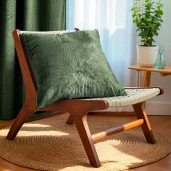 Coussin Et Housse|EMINZA Coussin carré velours (60 x 60 cm) Fern Vert romarin