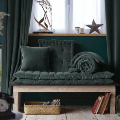 Coussin Et Housse|EMINZA Coussin carré velours de coton (45 x 45 cm) Victor Gris ardoise