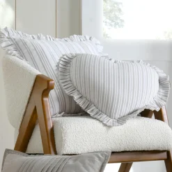 Coussin Et Housse|STOF Coussin cœur coton (45 x 45 cm) Joséphine Gris