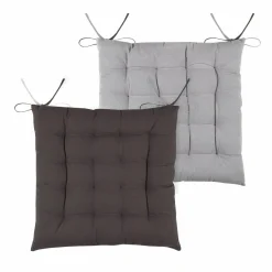 Galette De Chaise|LOVELY CASA Coussin de chaise carré (40 x 40 cm) Duo Gris Anthracite