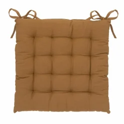 Galette De Chaise|ATMOSPHERA Coussin de chaise carré coton ( 38 x 38 cm) Anjali camel Marron