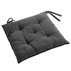Galette De Chaise|DOUCEUR D'INTERIEUR Coussin de chaise carré coton recyclé Mistraline Gris Anthracite