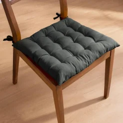 Galette De Chaise|EMINZA Coussin de chaise carré coton (40 x 40 cm) Pixel Gris Anthracite