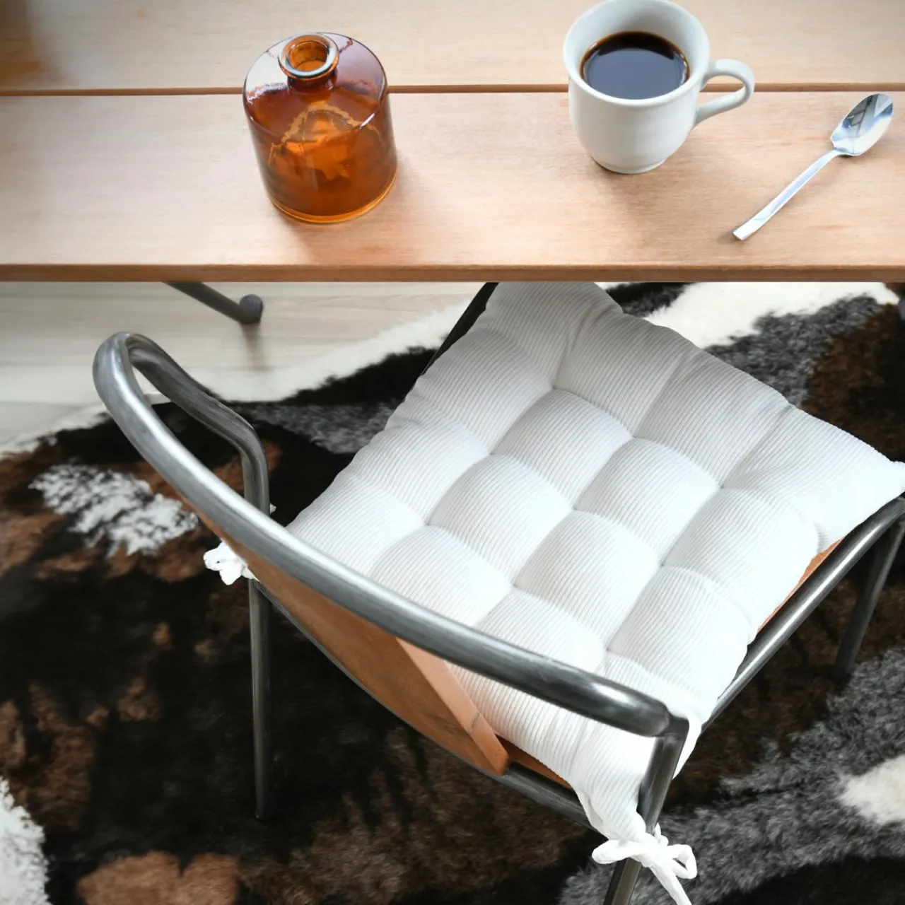 Galette De Chaise|STOF Coussin de chaise carré velours (38 x 38 cm) Dandy Ecru