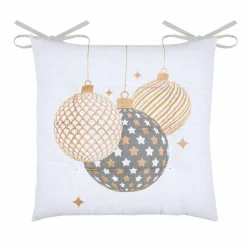 Plaid, Coussin Et Tapis De Noël|STOF Coussin de chaise Noël carré (38 x 38 cm) Sibérie Blanc